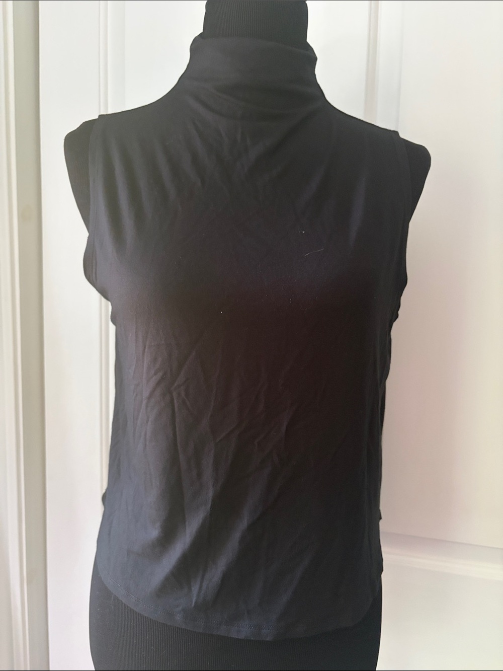 Babaton Black Sleeveless Mock Neck Top Small